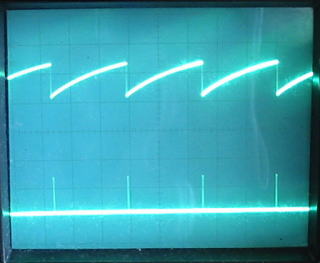 UJT発振出力のオシロスコープ波形